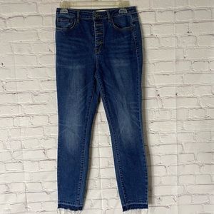 HARPER HERITAGE JEAN HIGH RISE BUTTON FLY BLUE WASHED DENIM SIZE 28